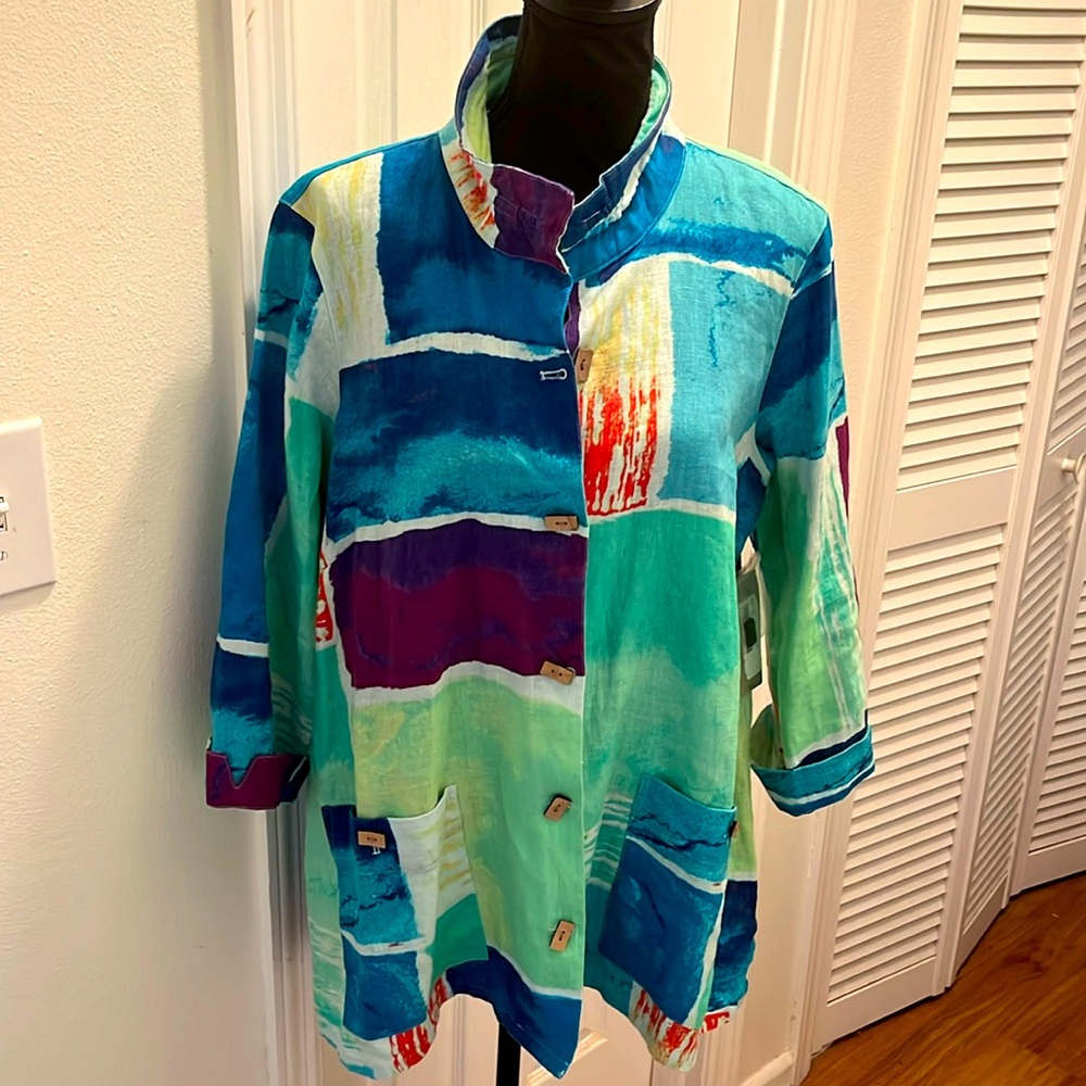 Ali Miles abstract mandarin jacket top